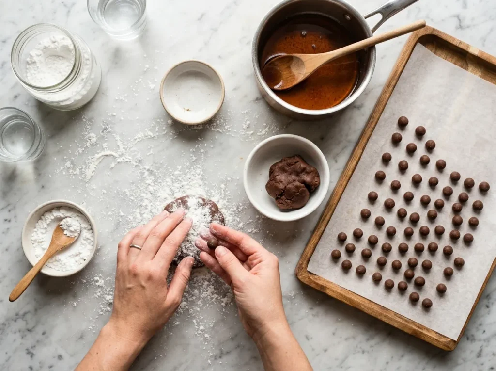 Proses membuat tapioca pearls dari tepung tapioka dan gula merah
